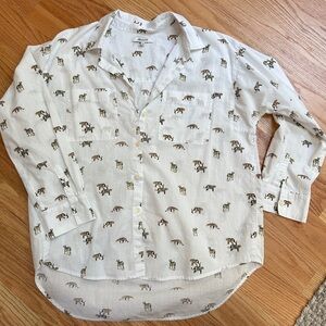 Madewell Oversized White Animal Print Button Down